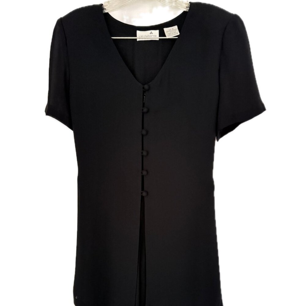Liz Claiborne Vintage Cocktail Dress Black with Sheer Coverlet Sz. 8